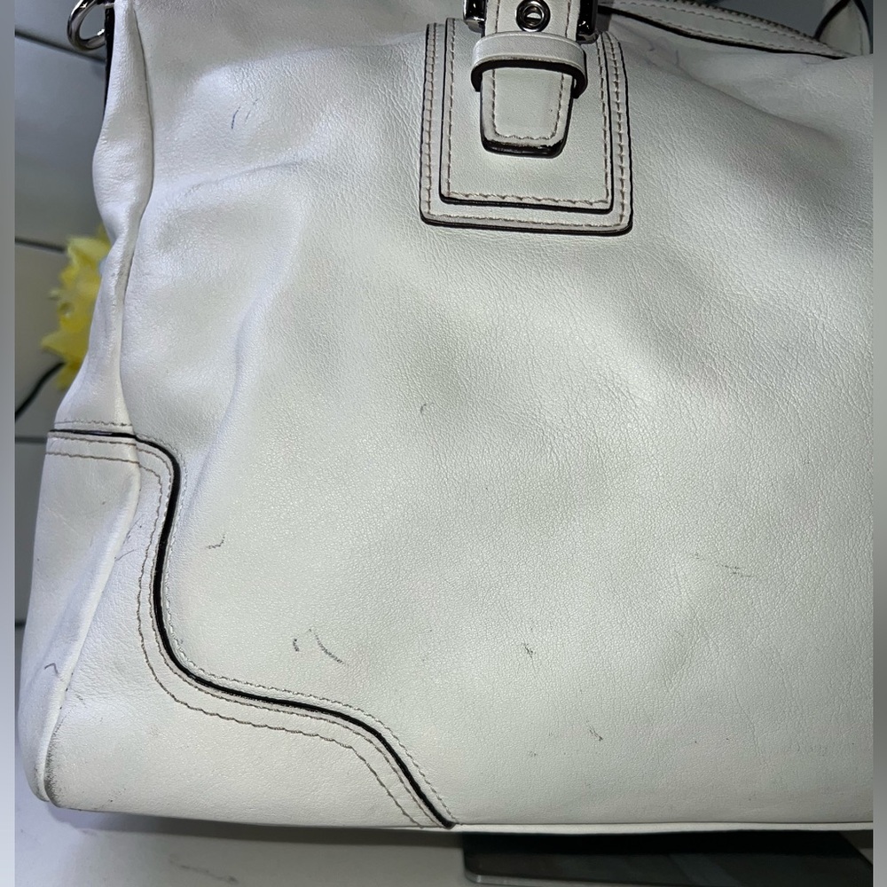 Coach Hampton F13811 | White Leather Satchel Bag | Bag Only | See Photos - Picture 8 of 16